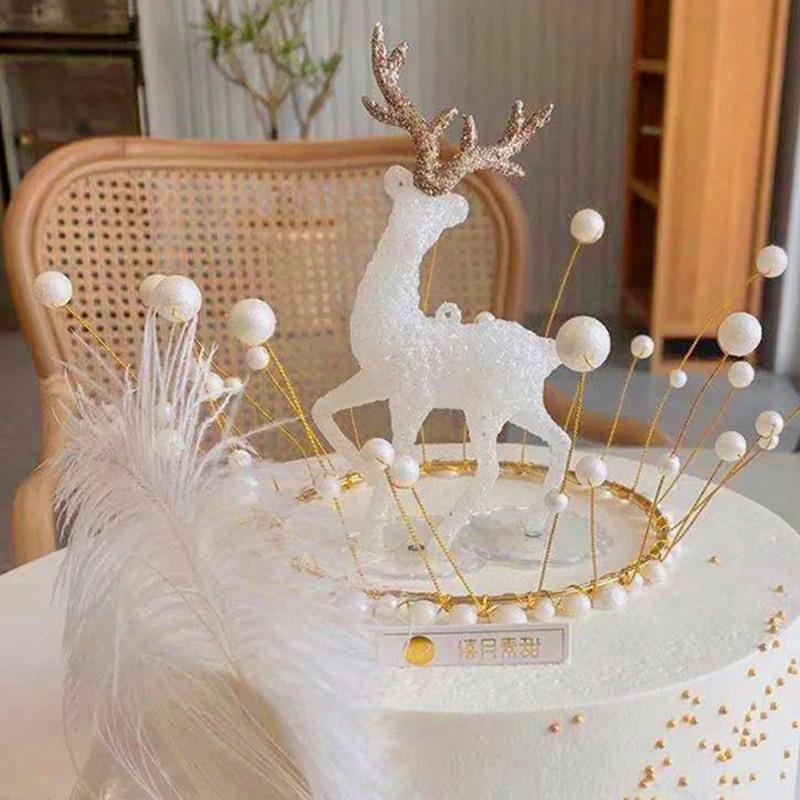 Christmas Simulation Sika Deer 3D Artificial Reindeer Garden Props Animal Statue Home Elk Table Decor Merry Christmas Home Decor