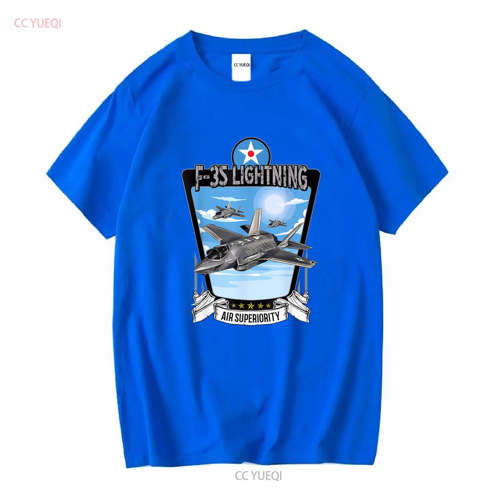 American Aircraft Stealth Fighter F35 lightning T Shirt long or short sleeves vintage Washed Versatile Casual streetwear Unisex