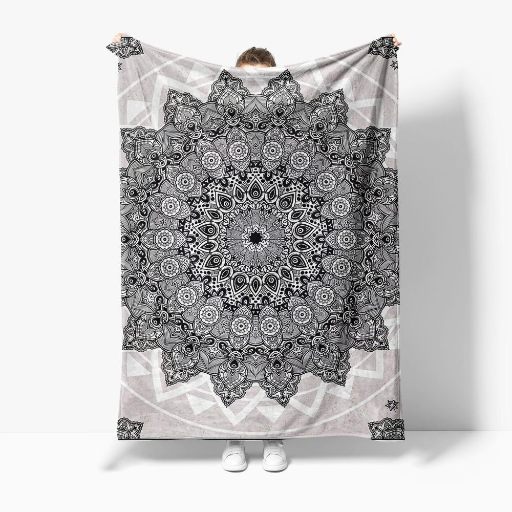 Monika Chen Unisex Boho Mandala Blanket Psychedelic Geometric Throw Blanket Large Cotton Tapestry Wall Hanging Festival Blanket Home Decor