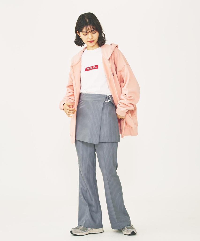 Milkfed Casual BAR LOGO BASIC TEE WHITE L/S Women's