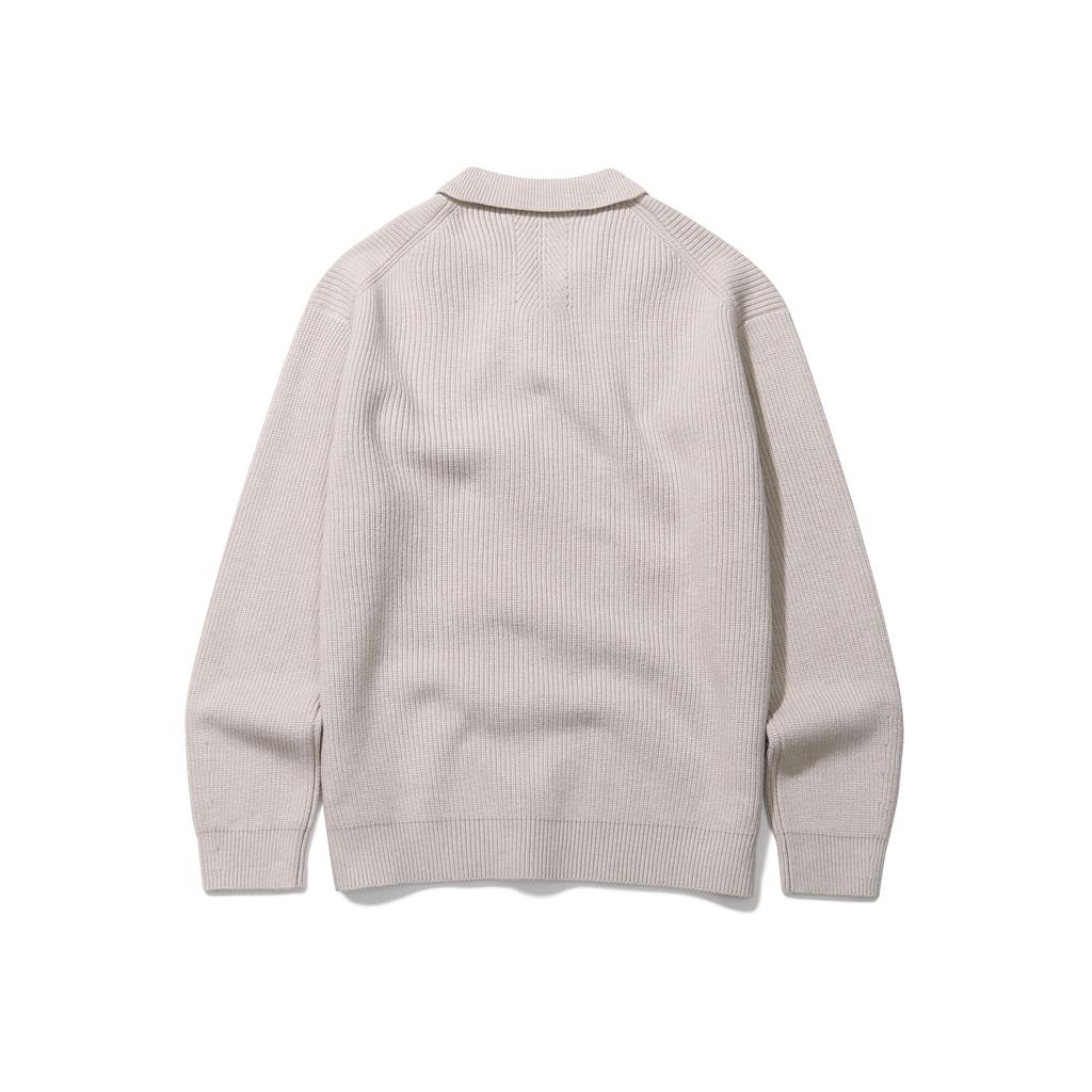 LEDEPT Cashmere Blend Hacci Button Collar Knit [Beige]