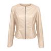 Women's Casual Long-Sleeved Solid Color PU Motorcycle Leather Jacket