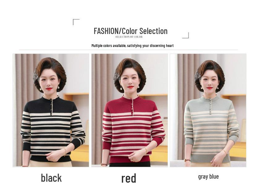 Mom's Winter 2024 Fleece-Lined Fashionable One-Piece Sweater for Middle-Aged & Elderly Women