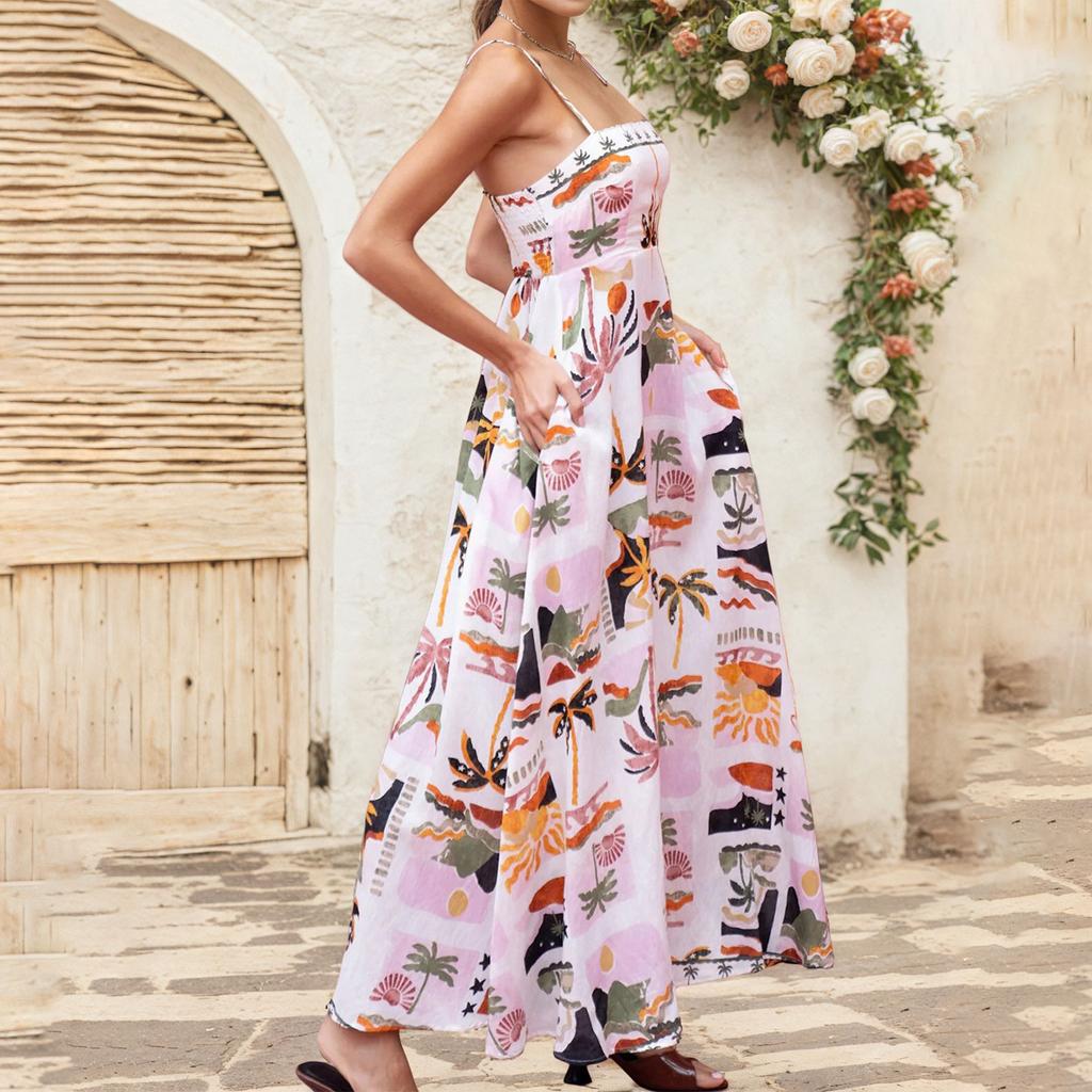 Women's Casual Fashion Vintage Suspender Dress Elegant Holiday Dress