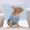 French Bulldog Funny Cartoon Pillow Case Throw Pillow Cover Nordic Vintage Style Cushion Home Living Room Sofa Couch Seat Decor