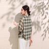 Elegant Plaid Lapel Shirt for Middle-Aged Women, Short-Sleeve Top - Age-Reducing, Fashionable, Spring/Summer Blouse