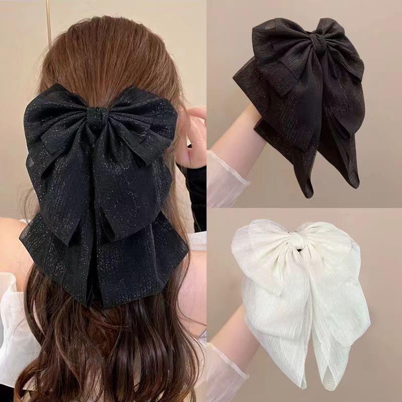 Versatile Pearlescent Bow Claw Hair Clip - Princess Style for Summer and High Ponytails