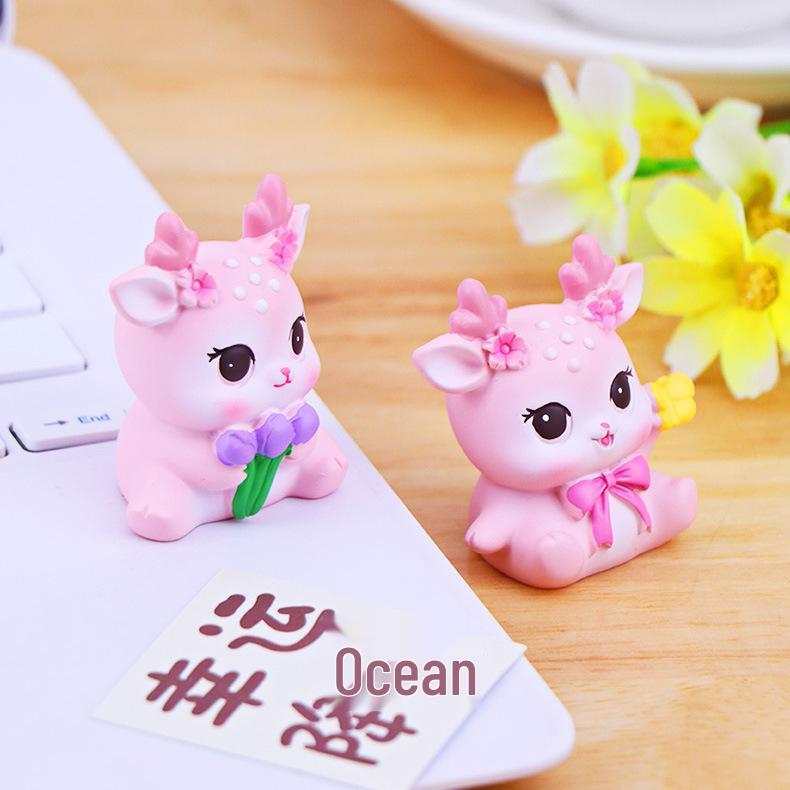 Deer YoYo Desktop Ornament: Small Deer Decoration for Office Workstation or Car Interior