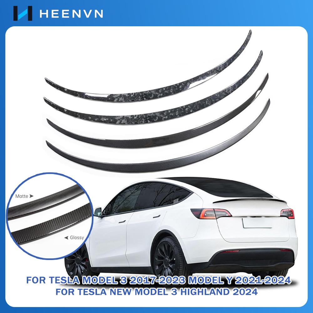 Real Carbon Fiber Rear Trunk Spoiler For Tesla Model 3/Model Y 2017-2023 For Model 3 Highland 2024 Lip Wing Car Accessories