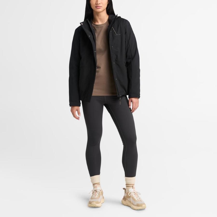 Timberland Logo Outdoor Casual Sports Zip-Up Hooded Waterproof Breathable Warm Jacket Women Jackets Black A5ZQY-001