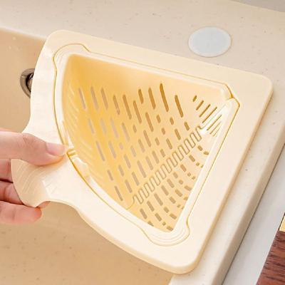 Panier Passoire d'Évier Triangulaire Panier Filtre Multifonctionnel Amovible Vidage Automatique en un Clic Sans Perçage