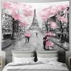 Romantic Oil Painting Style Eiffel Tower & Pink Umbrella Print Wall Hanging, for Living Room Bedroom Decor