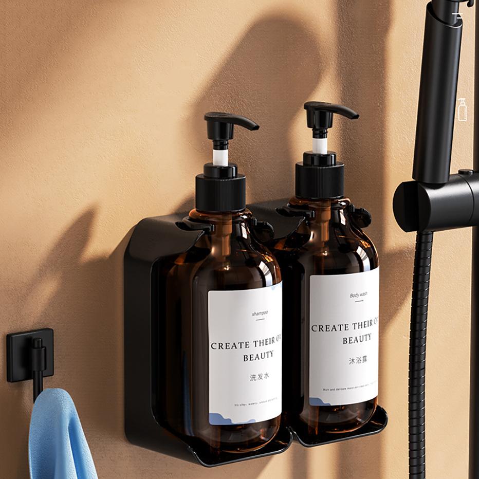 Wall Mounted Soap Dispenser Set Refillable Shampoo Conditioner Body Wash Bottle Holder for Shower Wall