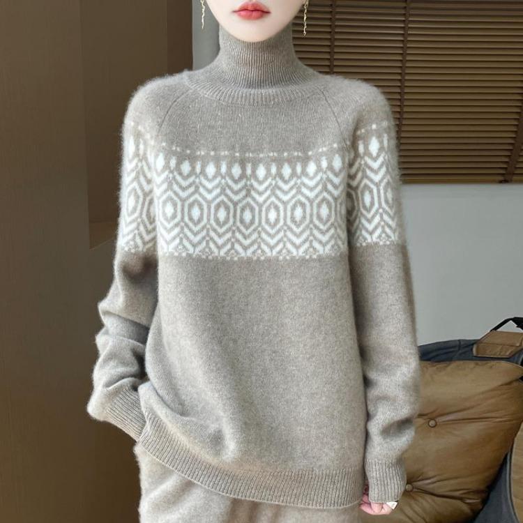 Warm Winter Women Sweater 100 Percent Wool Turtleneck Knit Pullover Thick Jumpers MODERN NEW SAGA Female Tops