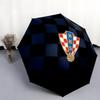 Modello della Federazione Calcistica Croata, ombrello pieghevole automatico, design portatile e pieghevole, 8 stecche, un regalo di Natale o di compleanno.