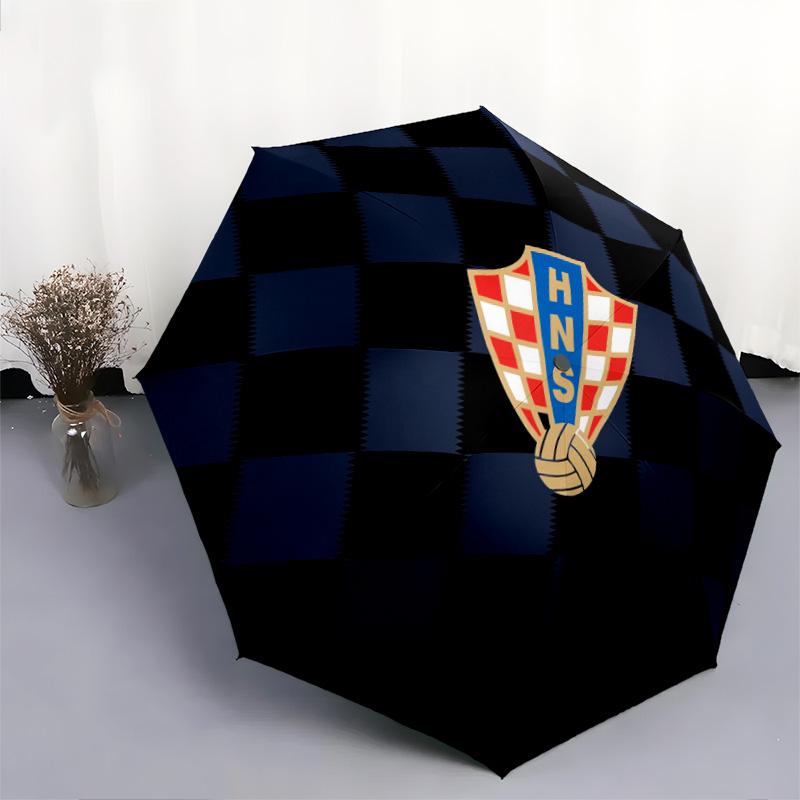 Modello della Federazione Calcistica Croata, ombrello pieghevole automatico, design portatile e pieghevole, 8 stecche, un regalo di Natale o di compleanno.
