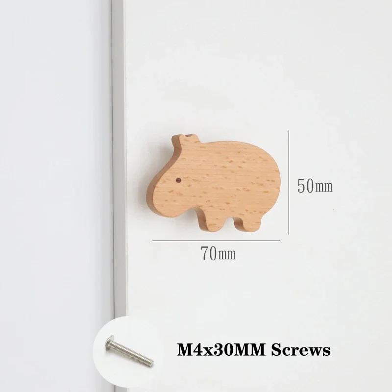 Children's Room Wooden Door Handles Animal Wood Furniture Handles for Cabinets and Drawers Knobs Kitchen Cupboard Wardrobe Pulls