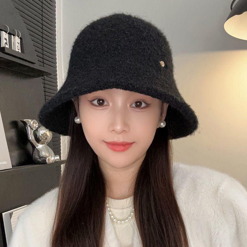Lamb wool bucket hat autumn and winter femininity versatile top hat showing washbasin hat thickened warm hat