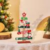 Wooden Christmas Tree Sign Plaque Small Xmas Desk Ornament for Bedroom Bookshelf