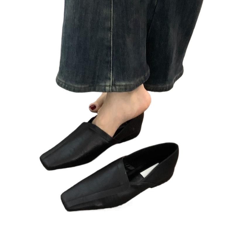 Fashion Hot Selling 2025 Women's Personalized Single Shoes New Flat Square Toe Suede Shoes for Women Leisure Leather Surface Zapatillas