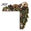 Christmas Classroom Decoration Woodland Chipmunk Door Topper, Resin Tree Hollow Corner Decor with Oak Festive Wooden Ornament Leaves, Cute Forest