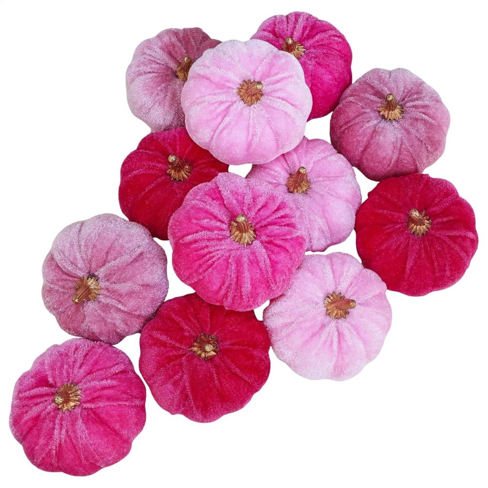Artificial Velvet Pumpkin 2025 12/16Pcs Halloween Autumn Fall Pumpkin Ornament For Autumn Party Decorating Props
