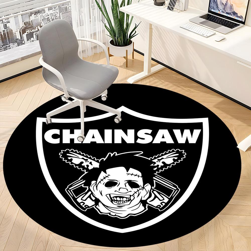 1pc Chainsaw Skull Office Round Area Rug, Under Office Chairs Bedroom Living Room Home Decor, Room Deco, Available in Various Sizes