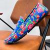 Men’s Moccasins Driving Shoes Comfort Leather Flats Casual Slip-ons Plus Size Flower Print Shoes for Men