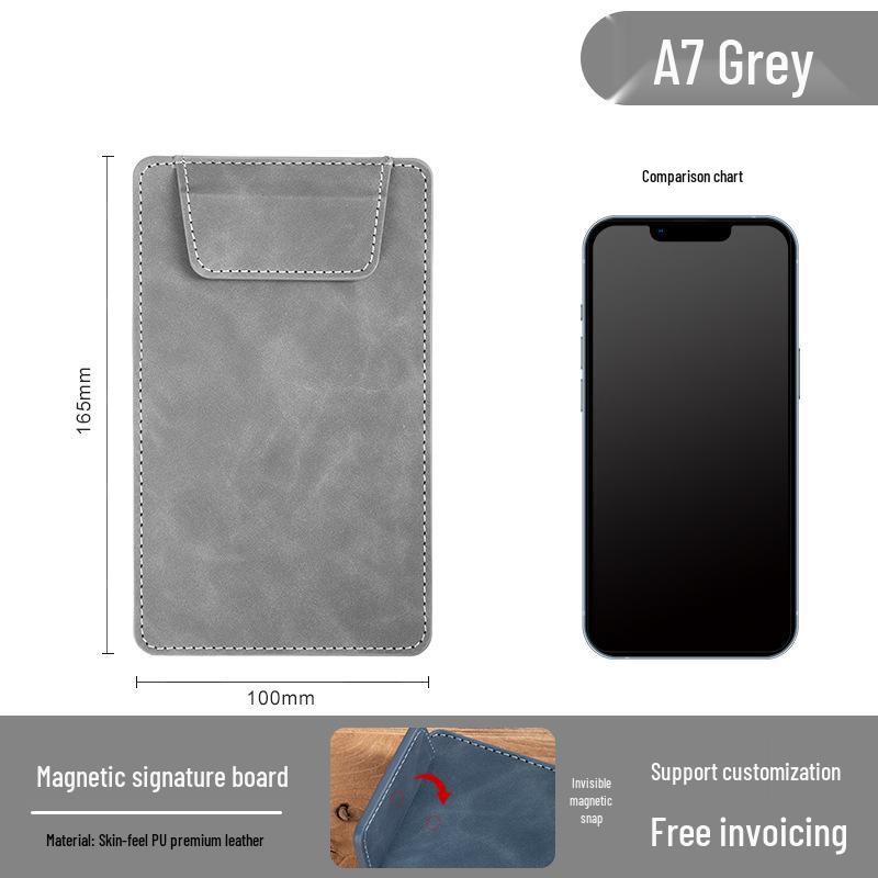 

A4 Leather Business Meeting Folder with Magnetic Closure and Logo Print Signature Board