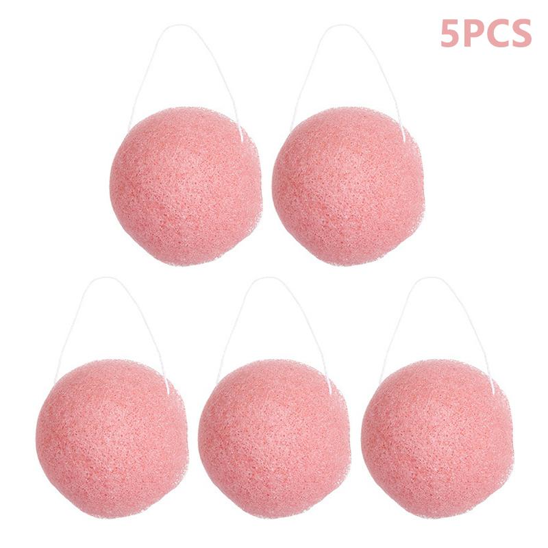 Fiber Material Round Facial Cleansing Exfoliator Face Wash Cleaning Sponge Face Wash Puff 1/5 Pcs Konjac Cleansing Sponge