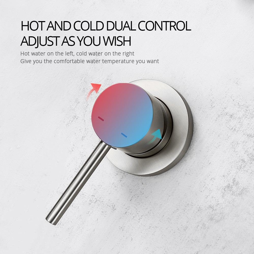 8-16 Inch Gunmetal Shower Faucet Recessed Box Ceiling Arm Wall Mounted Hot And Cold Separation Bathroom Tap Embedded Switch