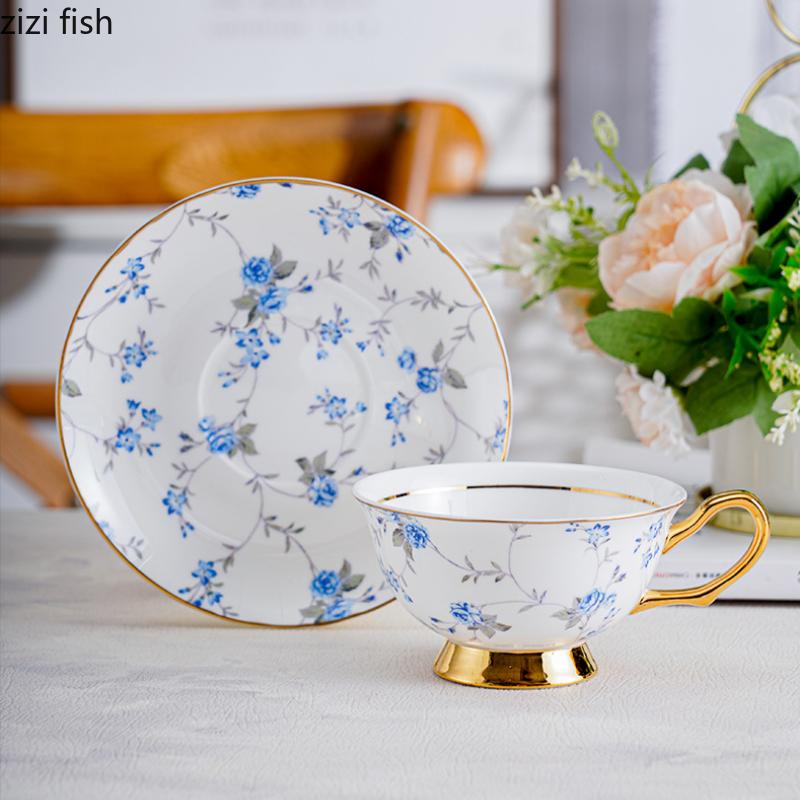 Rural Style Coffee Cup and Dish Set Afternoon Tea Water Cup Flower Tea Cups Milk Mug Breakfast Cups Dim Sum Dish Milk Tea Mug