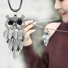 Women's Lovely Owl hänge Strass lång tröja Box Chain halsband smycken