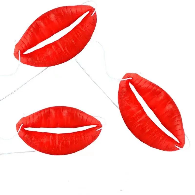 Zabawne Czerwone Usta Rekwizyty Walentynkowe Żarty Kiełbasa Grube Halloween Zabawne Horror Lateksowe Maski Magia Cosplay Dekoracja na Imprezę dla Dorosłych