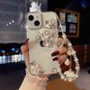 Custodia protettiva per iPhone 13/14 con design Camellia Diamond e bracciale per Apple 16 Pro Max