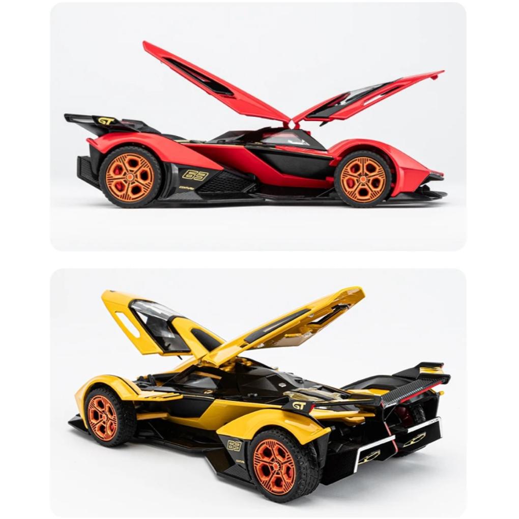 1/32 Scale Lambo V12 Concept Car Alloy Toy Model with Sound, Light & Spring-Back Action - Ideal Gift for Car Lovers & Kids Alike