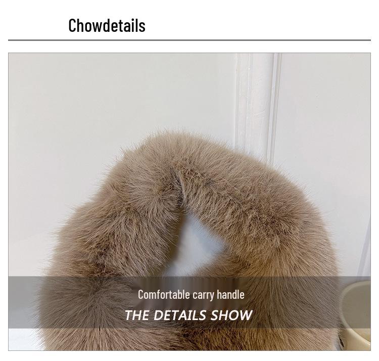 2025 Autumn/Winter Women's Minimalist Fluffy Shoulder Bag - Versatile Solid Color Handbag