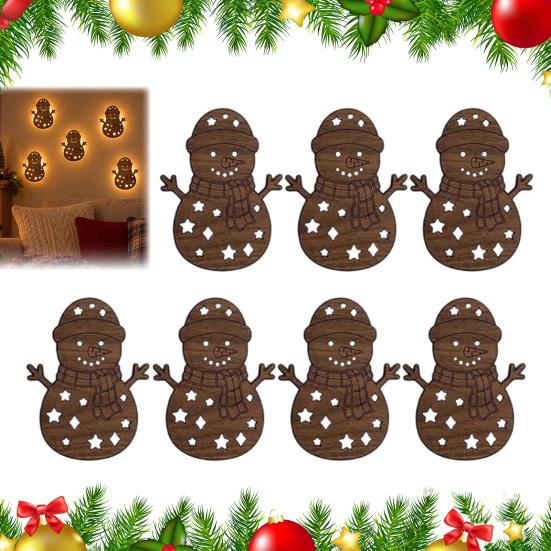 Cozy Winter Home Decorations 7Pcs 3D Light-Up Wooden Reindeer Christmas Decor with Warm LED Backlight, Peel And Silhouette Lights Stick Rustic