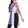 Post Surgery Dress for Women Fully Detachable Sleeveless Vest Dress Striped Pattern Medical Recovery Clothing Comfortable Fit