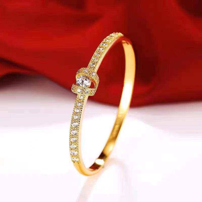 Vietnam Gold-Plated Irregular Copper Bangle Bracelet for Women