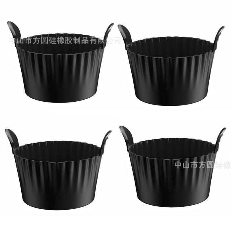 

Силиконовая форма для яиц с ручками для аэрофритюрницы и духовки, антипригарная, многоразовая, утолщенная, чашка для запекания яиц--- 4 Pack чёрный