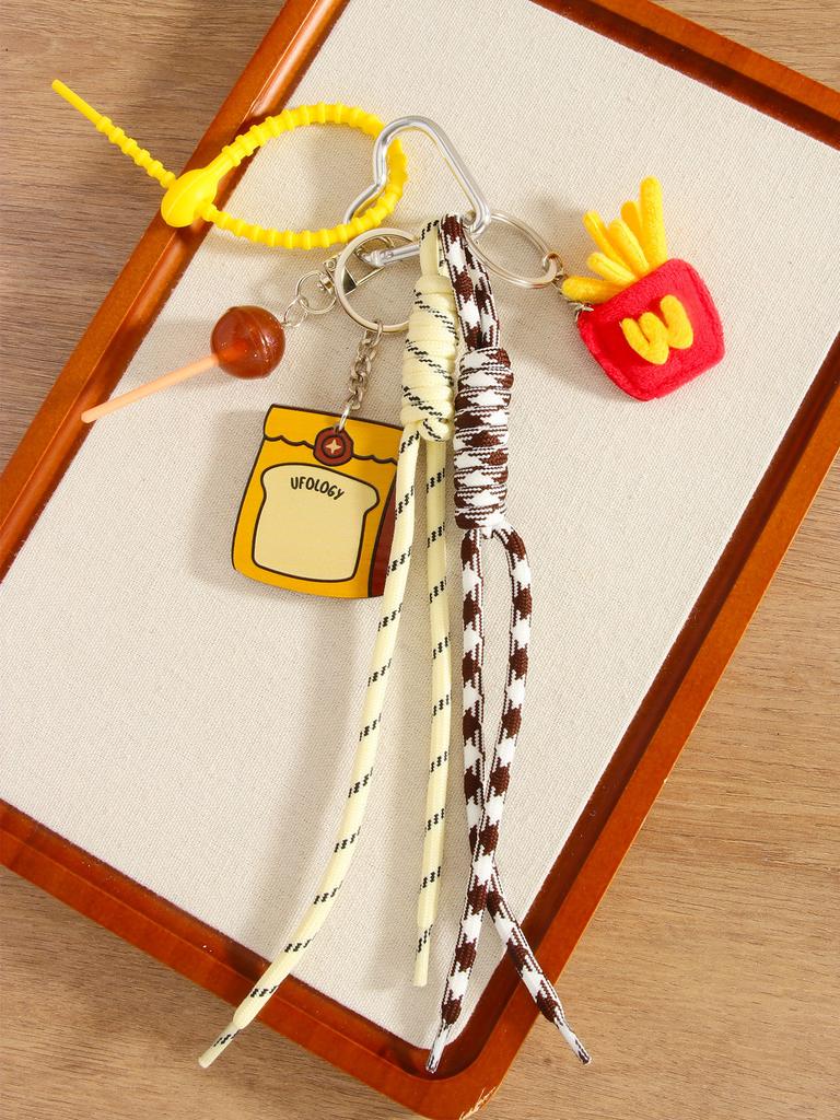 hamburger French fries Key Chain Hand woven rope decoration Kapibala Earphone bag Pendant