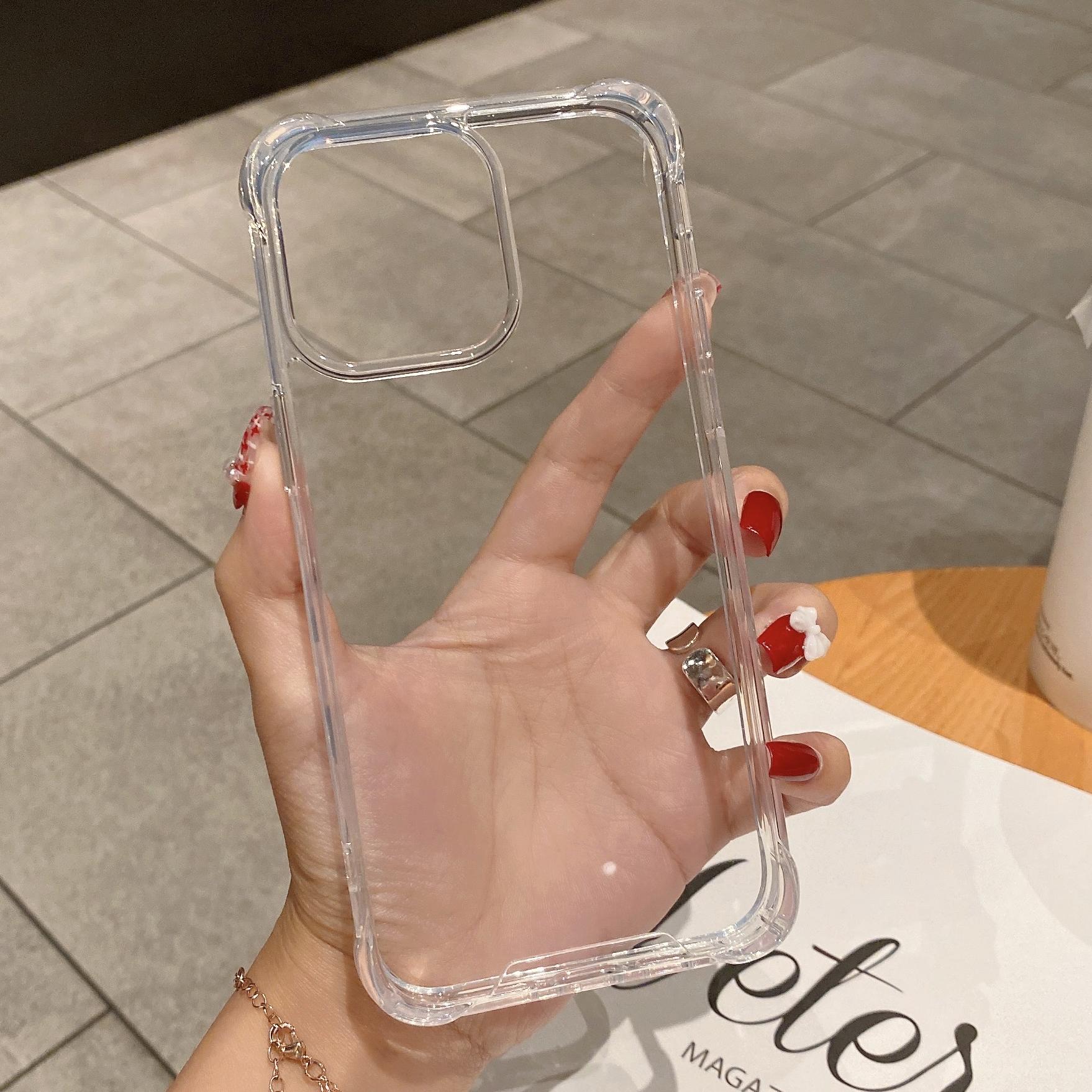 

Transparent Shockproof Bumper Case for iPhone 14 13 12 Mini 11 Pro X XR XS Max 7 8 Plus Clear Acrylic Air Cushion Cover For iPhone X