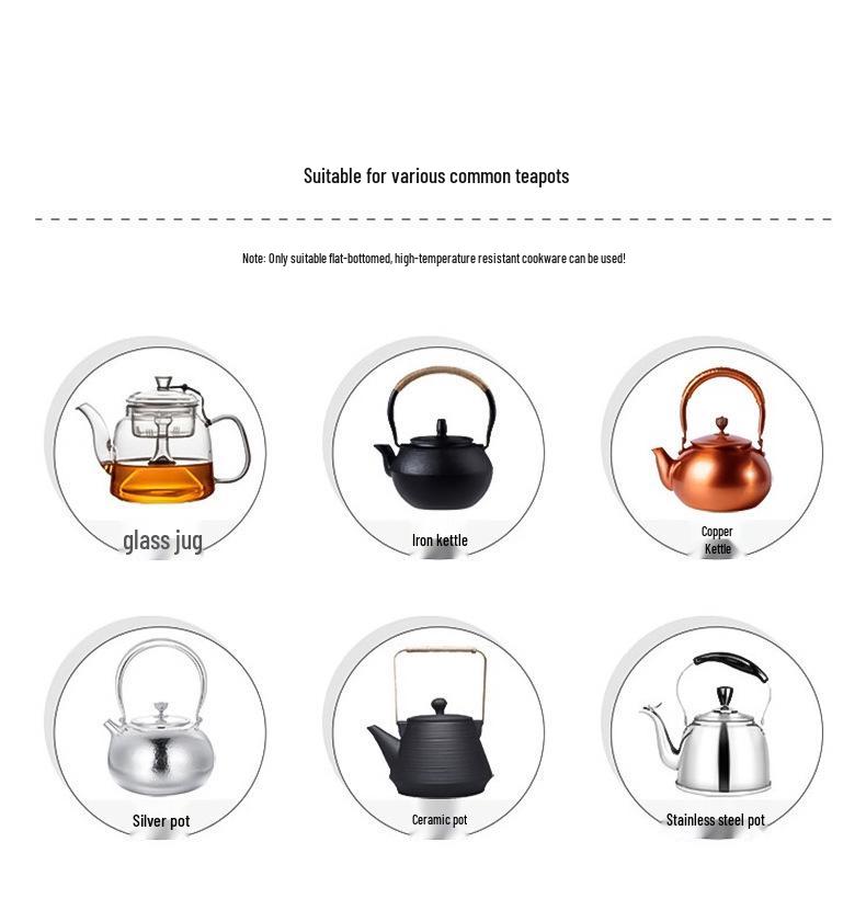 Stylish Indoor Electric Tea Stove Set with Glass Pot & Ceramic Burner for Boiling Tea, Dried Fruits, or Roasted Milk Flower Tea.