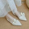 Versatile Evening Wind Gentle Shoes Flat Doudou Shoes Women's 2025 Autumn Bow Xiaoxiangfeng Single Shoes Bridesmaid Shoes