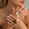 Salircon 9Pcs/Set Retro Imitation Pearl Flower Starfish Open Ring for Women Creative Irregular Geometry Ring Set Fashion Jewelry