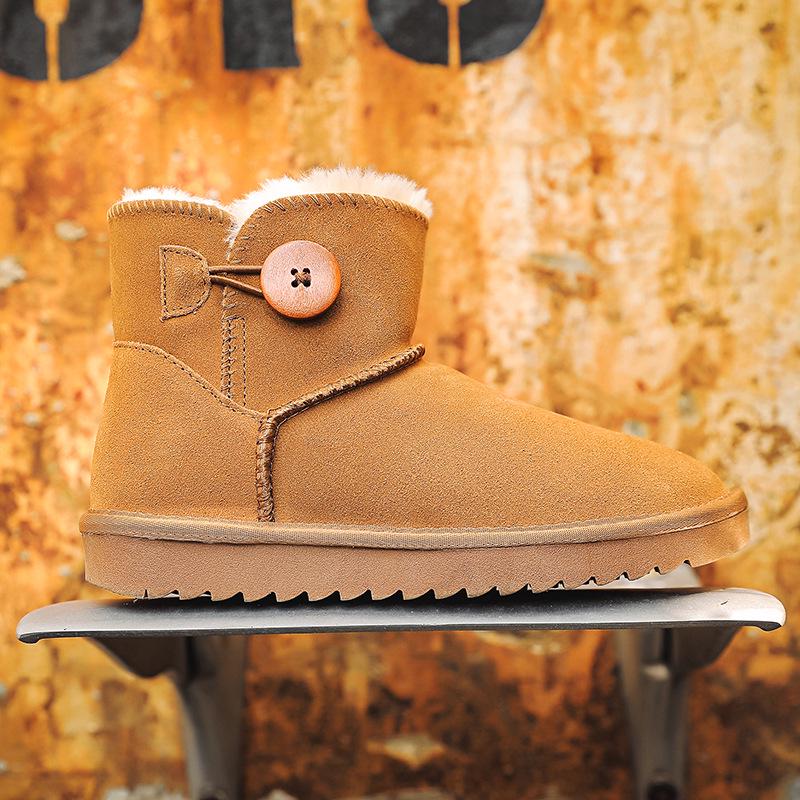 Trendy Women's Cowhide Snow Boots - Cute, Non-Slip, Thickened, Short-Tube for Autumn/Winter