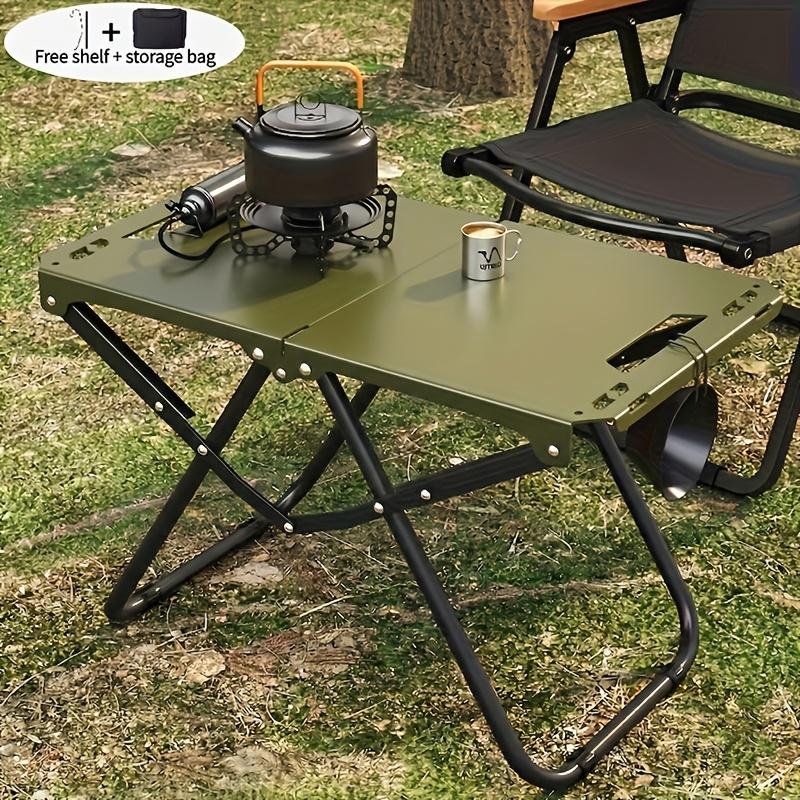 Tragbarer Klapp-Campingtisch, Leichter Eisen-Picknicktisch, Kompaktes Design für Outdoor-Camping, Strand, Grillen, Tailgating, Wandern ( Faltbar)