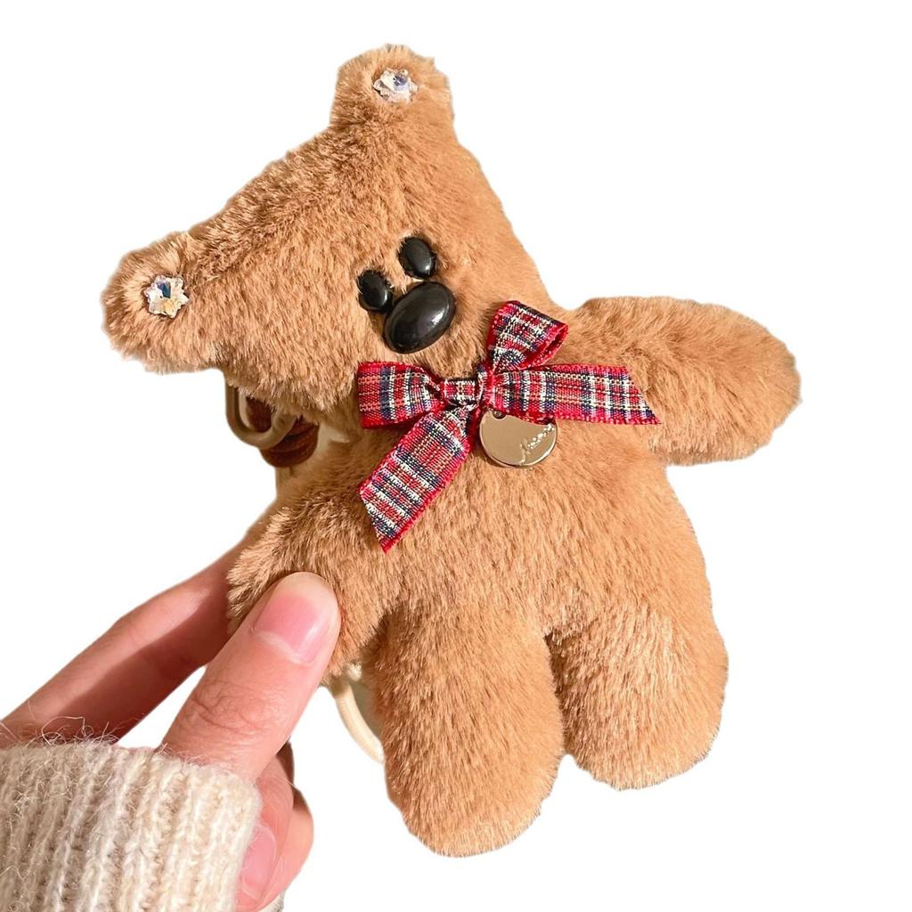Charming Plush Pendant Keychain: Little Bear & KT Cat Duo