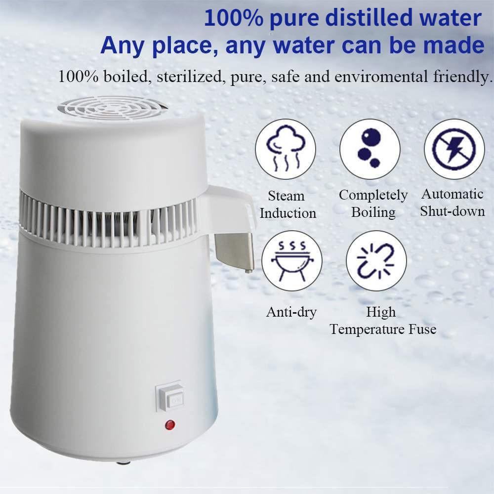 4L Large Capacity Water Distiller 750W Medical Purifying Water Equipment Stainless Steel Distilled Water Maker